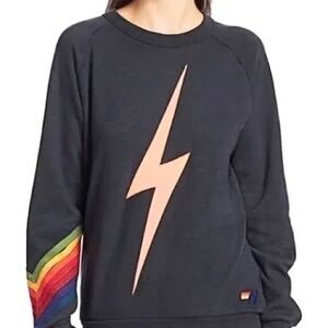 Aviator Nation 7 Rainbow Stripe Chevron Bolt Sweatshirt - Size XS 🌈